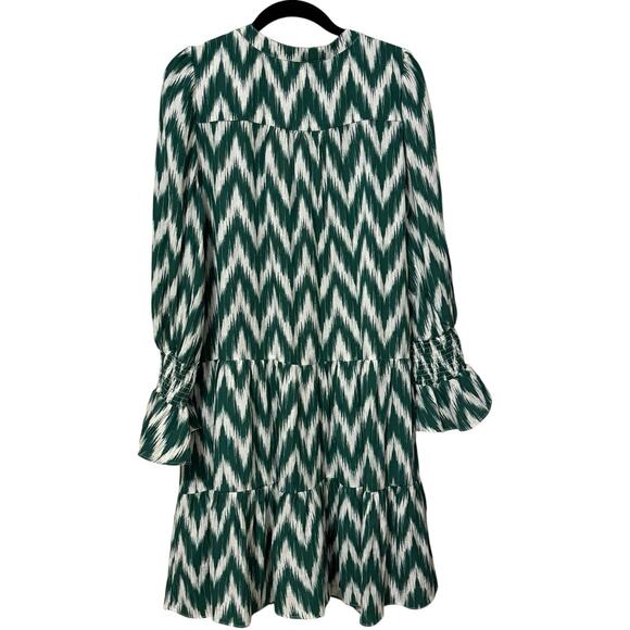 Tuckernuck Pomander Place Green White Ikat Kenzo Mini Dress Size Large - Picture 5 of 10